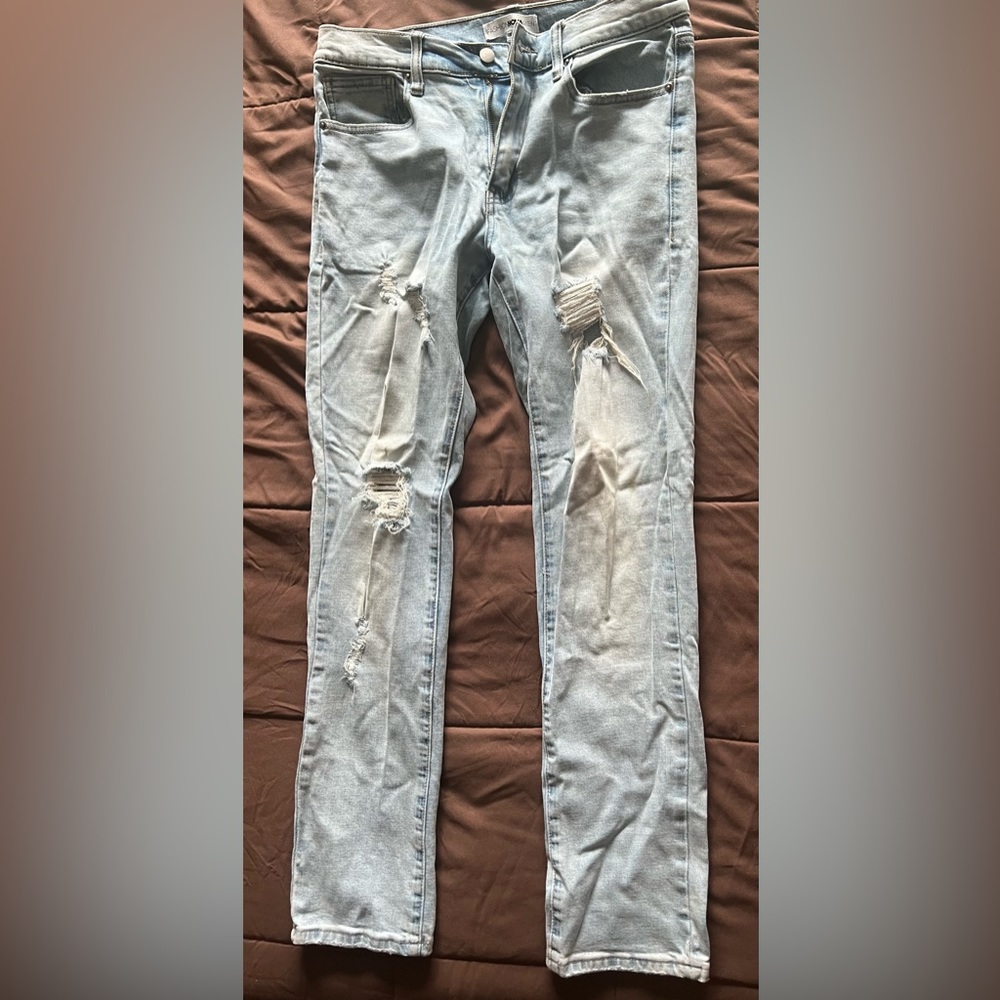Fashion Nova Light Blue Distressed Slim Jeans